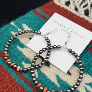 5 & 6mm Navajo Pearl with Spiney Oyster Hoop Earrings!