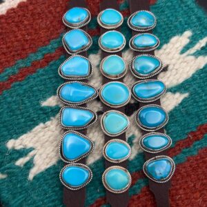 Native American Handmade Turquoise & Sterling Silver Leather Bracelet