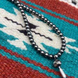 6mm Navajo Pearl Necklace with Sterling Silver Blossom Pendant