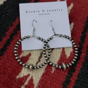 4mm Navajo Pearl Small Hoop Earrings w/ Saucer bead