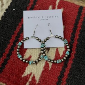 5mm Navajo Pearl & Turquoise Small Hoop Earrings