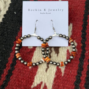 5mm Navajo Pearl & Spiny Oyster Hoop Earrings